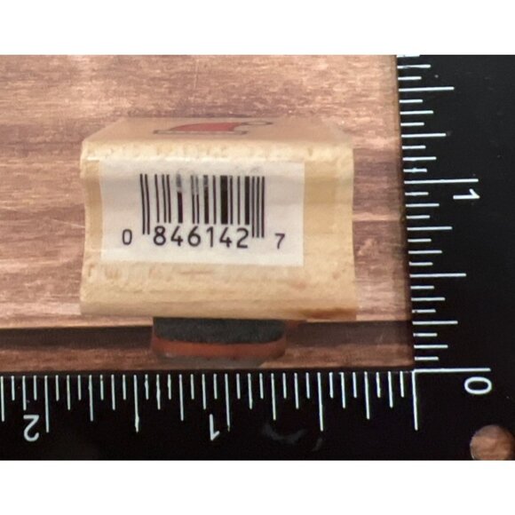 Mini Wood Mounted Rubber Stamp With Santa Hat Design 487B23 All Night Media - Picture 3 of 4